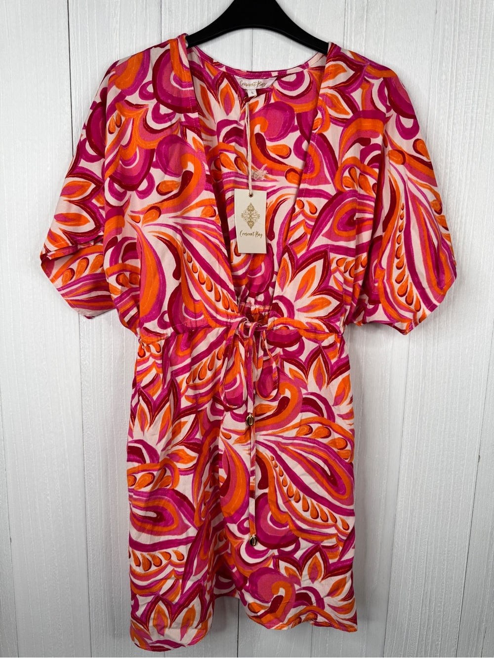 Crescent Bay short-sleeve mini dress / beach cover up